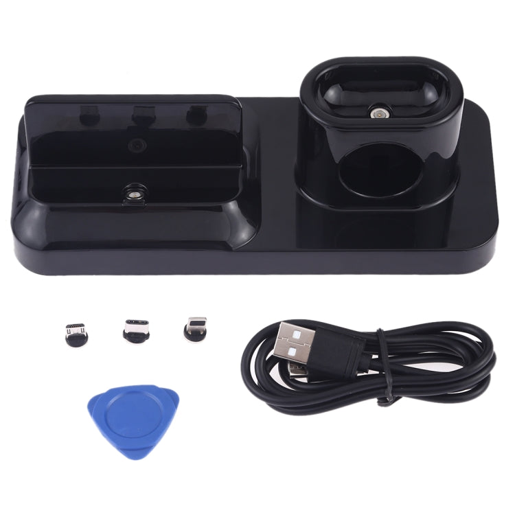 Station de recharge sans fil rechargeable pour téléphone portable et casque, avec interface Micro USB + USB-C / Type-C + 8 broches