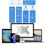 Clé USB double usage 4-en-1 8 Go USB 3.0 + 8 broches + Micro USB + USB-C / Type-C avec fonction OTG, 8 Go