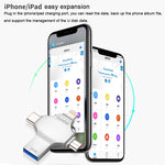 Clé USB double usage 4 en 1 32 Go USB 3.0 + 8 broches + Micro USB + USB-C / Type-C avec fonction OTG, 32 Go