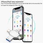 Clé USB double usage 4-en-1 64 Go USB 3.0 + 8 broches + Micro USB + USB-C / Type-C avec fonction OTG, 64 Go