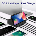 Chargeur multifonction 828W 7 en 1 60W avec interface USB QC 3.0 + 4 ports USB + interface USB-C / Type-C + chargement sans fil et fonction de support de téléphone portable, prise US, noir, prise US, blanc