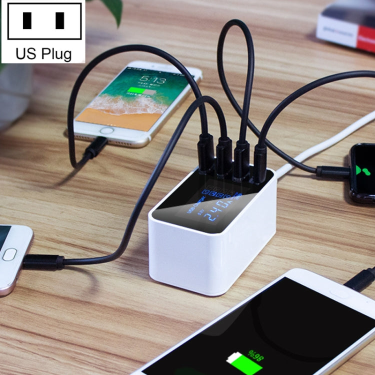 Chargeur multifonction CDA30 20 W avec 3 ports USB + ports USB-C / Type-C et affichage LED, prise US