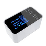 CDA30 Chargeur multifonction 20 W 3 ports USB + ports USB-C / Type-C avec affichage LED, prise britannique, prise britannique