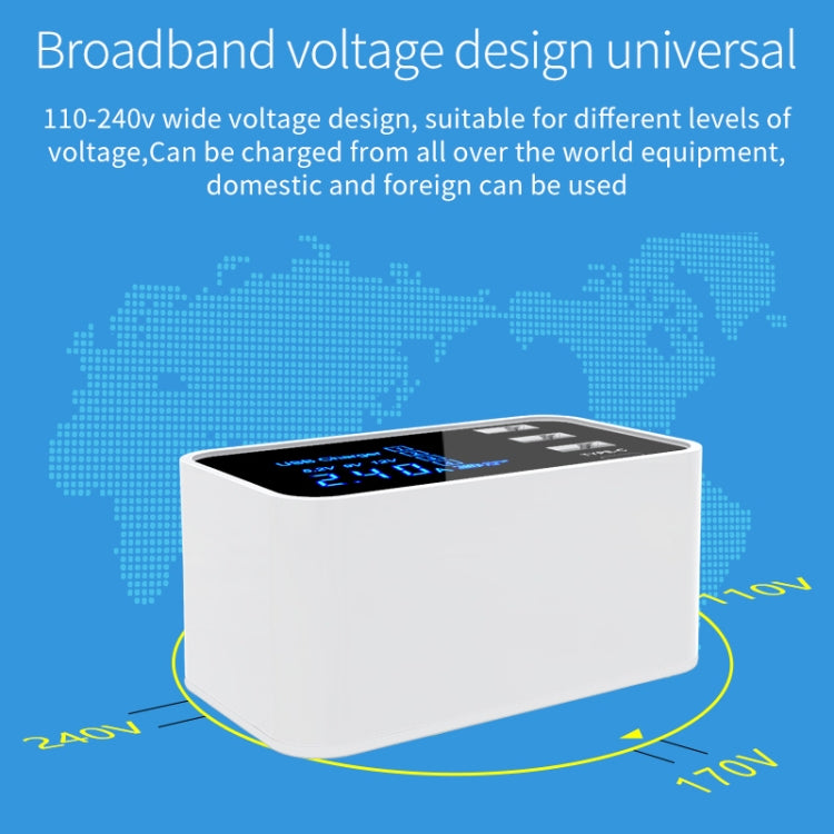CDA30 Chargeur multifonction 20 W 3 ports USB + ports USB-C / Type-C avec affichage LED, prise britannique, prise britannique
