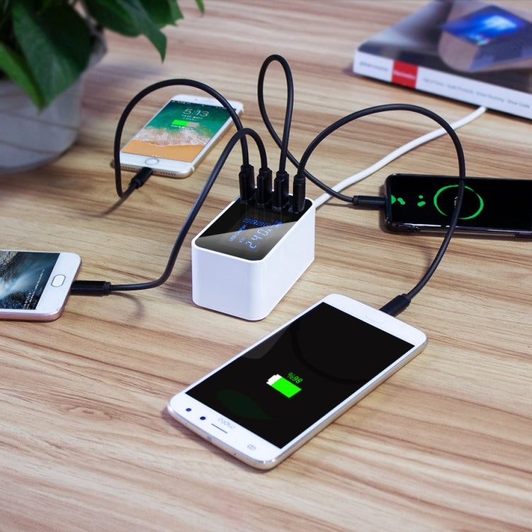 CDA30 Chargeur multifonction 20 W 3 ports USB + ports USB-C / Type-C avec affichage LED, prise britannique, prise britannique