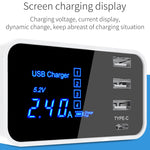 CDA30 Chargeur multifonction 20 W 3 ports USB + ports USB-C / Type-C avec affichage LED, prise britannique, prise britannique