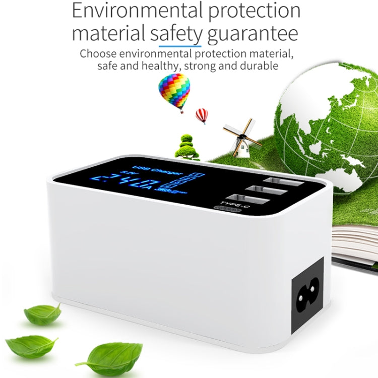 Chargeur multifonction CDA30 20 W avec 3 ports USB + ports USB-C / Type-C et affichage LED, prise US
