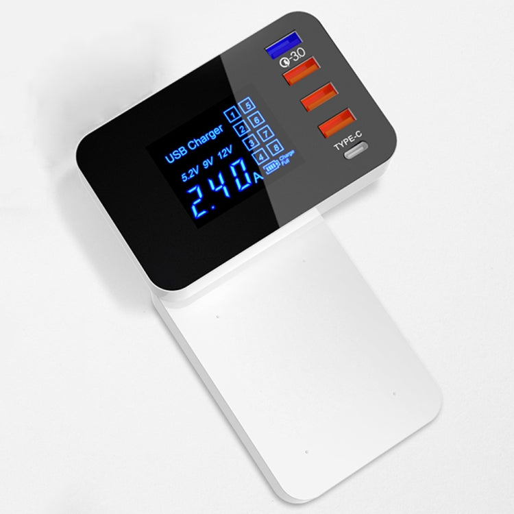 CDA33Q Chargeur multifonction 40W QC 3.0 USB + 3 ports USB + ports USB-C / Type-C avec écran LED, prise AU, prise AU