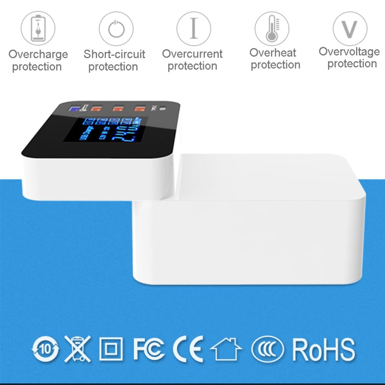 CDA33Q Chargeur multifonction 40W QC 3.0 USB + 3 ports USB + ports USB-C / Type-C avec écran LED, prise AU, prise AU