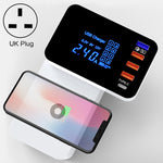 CDA33Q Chargeur multifonction 40W QC 3.0 USB + 3 ports USB + ports USB-C / Type-C avec affichage LED, prise britannique