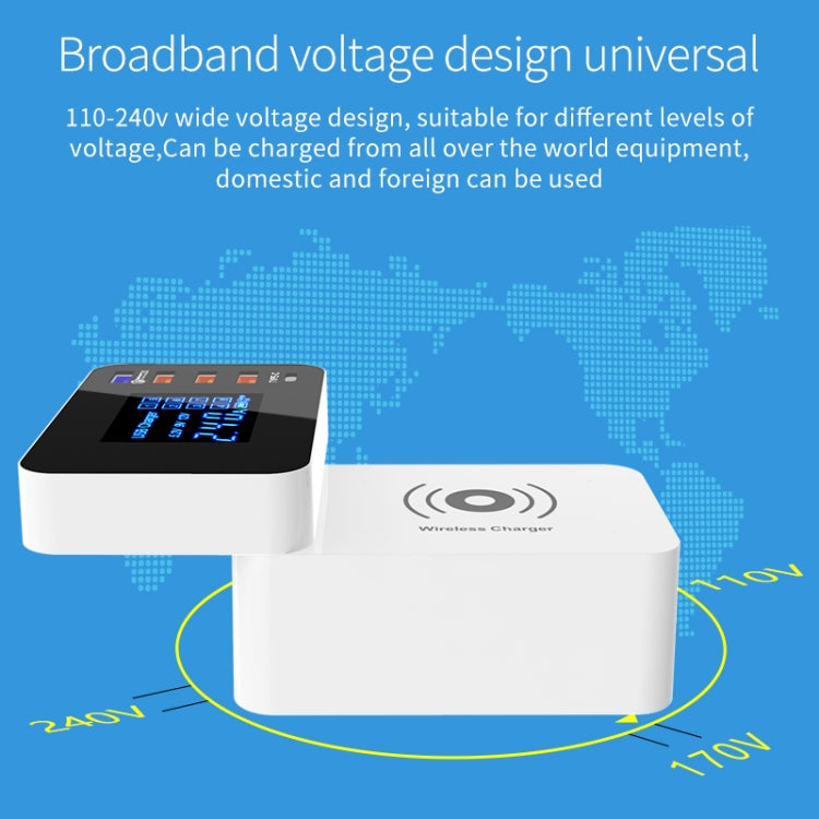 CDA33Q Chargeur multifonction 40W QC 3.0 USB + 3 ports USB + ports USB-C / Type-C avec affichage LED, prise britannique