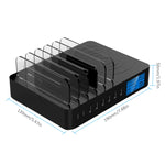 Chargeur multifonction 50 W avec 6 ports USB + 2 ports USB-C/Type-C + chargement sans fil, affichage LED et cadre détachable, prise UE