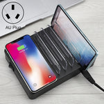 Chargeur multifonction 50W avec 6 ports USB + 2 ports USB-C / Type-C + chargement sans fil avec affichage LED et cadre détachable, prise AU