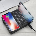 Chargeur multifonction 50W avec 6 ports USB + 2 ports USB-C / Type-C + chargement sans fil avec affichage LED et cadre détachable, prise AU
