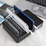 Chargeur multifonction 50 W avec 6 ports USB + 2 ports USB-C/Type-C + chargement sans fil, avec écran LED et cadre détachable, prise américaine, prise américaine