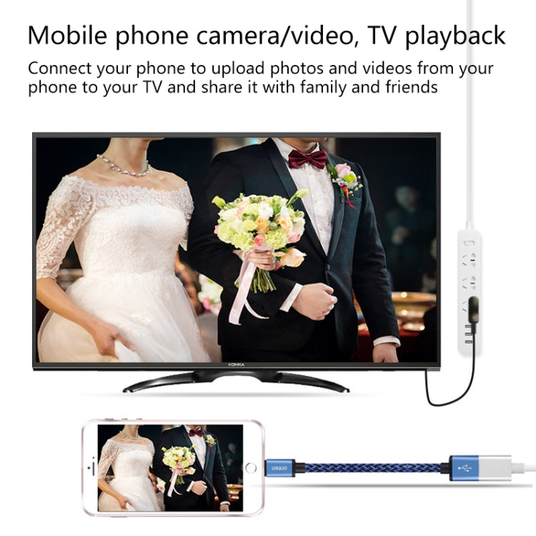 Câble adaptateur Onten 7562 USB femelle vers HDMI pour iPhone / Android (téléphone vers HDTV)