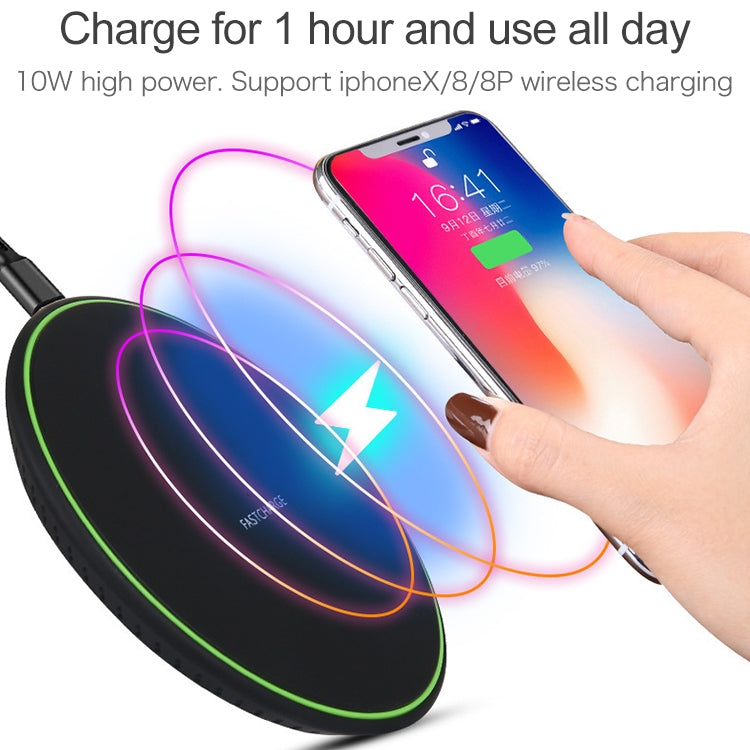 Chargeur sans fil ultra-fin 10W KD-1 pour téléphones Android & iPhone, charge rapide, noir