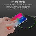 Chargeur sans fil ultra-fin 10W KD-1 pour téléphones Android & iPhone, charge rapide, noir