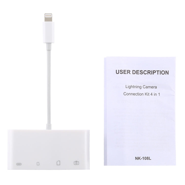 Adaptateur de lecteur de caméra NK-108L 8 broches vers USB + carte TF + carte SD, compatible avec les systèmes IOS 9.1 et supérieurs, NK-108L