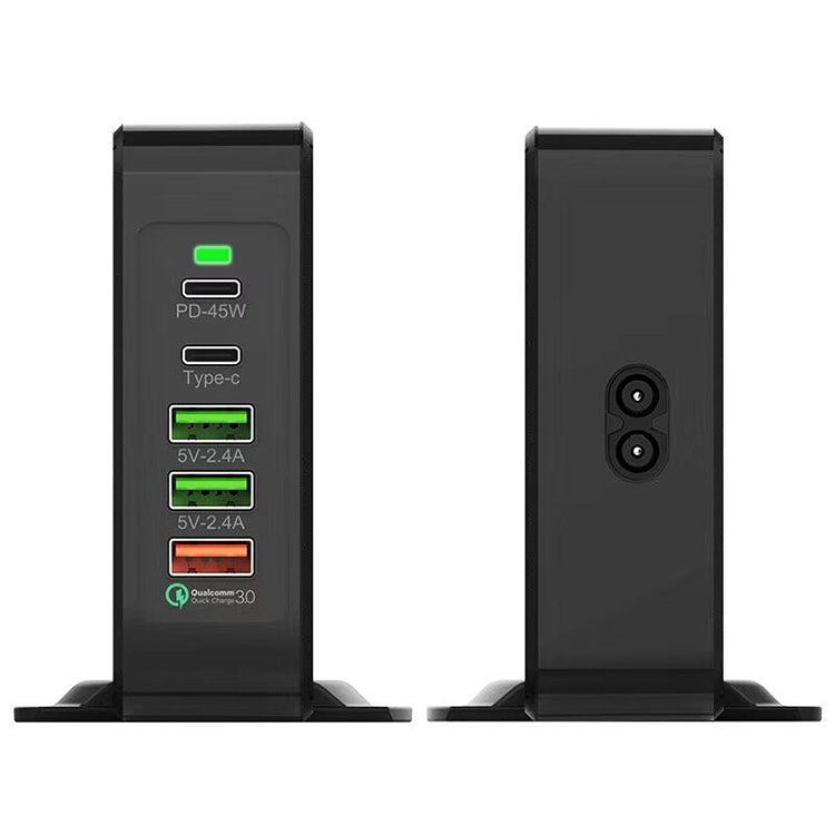 Chargeur de bureau F88 3 ports USB + 2 ports USB-C / Type-C QC3.0, F88