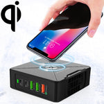 Chargeur de bureau F88W 3 x USB + 2 x USB-C / Type-C Ports QC3.0 avec fonction de charge sans fil, F88W