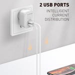 LDNIO A201 2,4 A Double Tête de Charge USB Adaptateur de Chargeur de Téléphone Portable à Charge Directe avec Câble de Données Micro USB, Micro USB