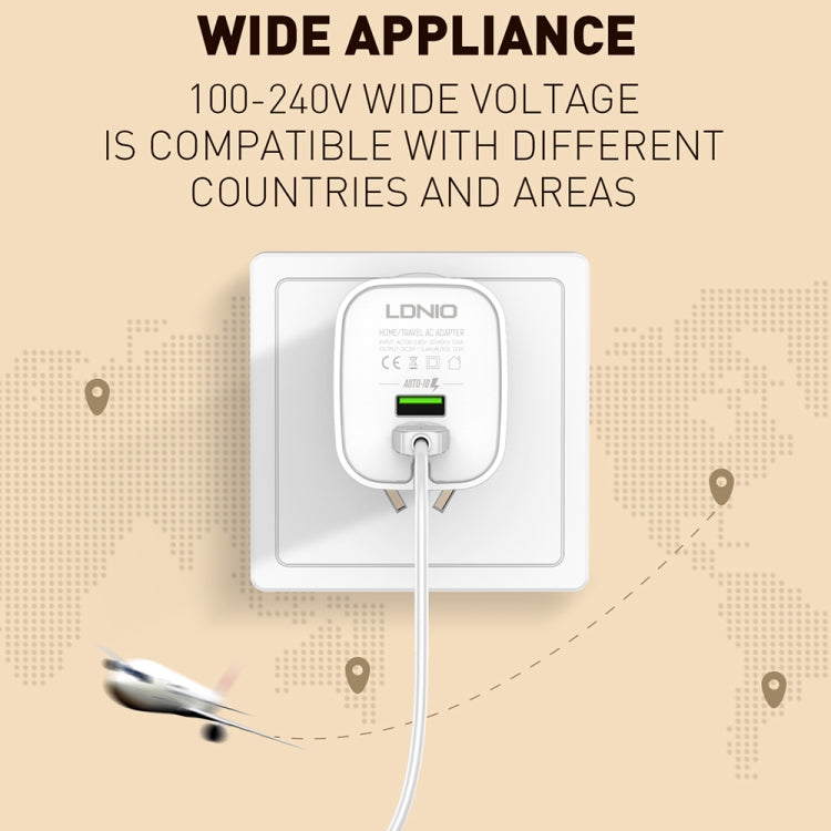 LDNIO A201 2,4 A Double Tête de Charge USB Adaptateur de Chargeur de Téléphone Portable à Charge Directe avec Câble de Données Micro USB, Micro USB