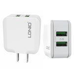 LDNIO A2201 2.4A Double Tête de Charge USB Adaptateur Chargeur Téléphone Portable à Charge Directe avec Câble de Données 8 Broches, 8 Broches
