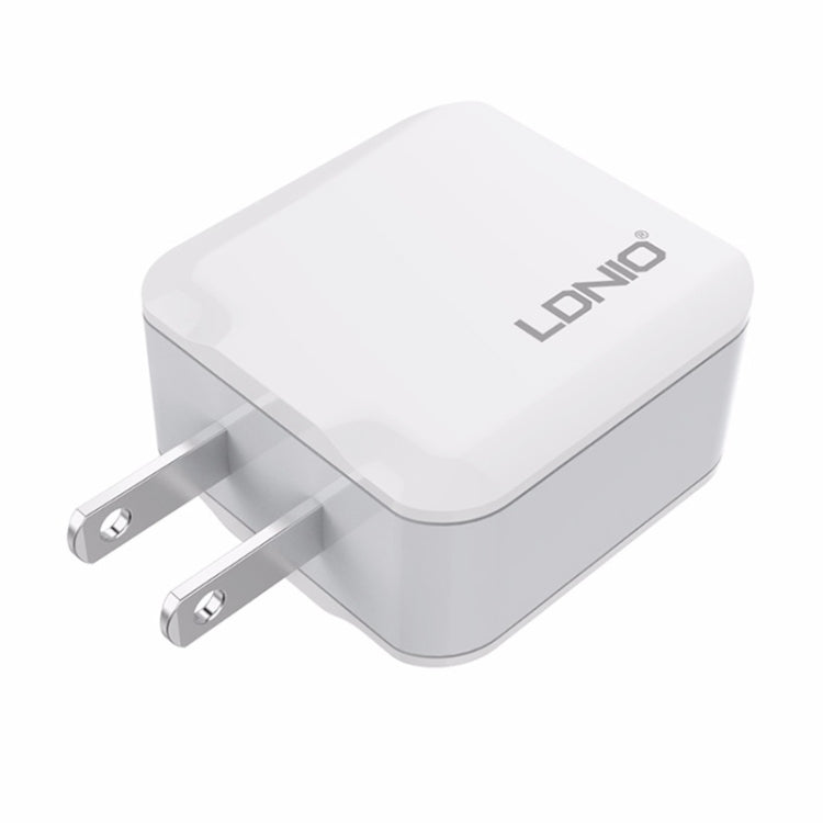 LDNIO A2201 2.4A Double Tête de Charge USB Adaptateur Chargeur Téléphone Portable à Charge Directe avec Câble de Données 8 Broches, 8 Broches