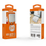 LDNIO A2201 2.4A Double Tête de Charge USB Adaptateur Chargeur Téléphone Portable à Charge Directe avec Câble de Données 8 Broches, 8 Broches