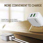 LDNIO A2201 2.4A Double Tête de Charge USB Adaptateur Chargeur Téléphone Portable à Charge Directe avec Câble de Données 8 Broches, 8 Broches