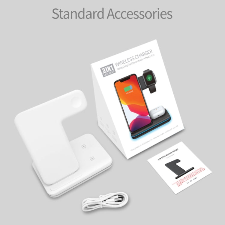 Chargeur sans fil magnétique vertical QI Z5A pour téléphones mobiles & Apple Watch & AirPods / Samsung Galaxy Buds / Huawei Free Buds, avec anneau lumineux tactile, Z5A
