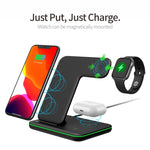 Chargeur sans fil magnétique vertical QI Z5A pour téléphones mobiles & Apple Watch & AirPods / Samsung Galaxy Buds / Huawei Free Buds, avec anneau lumineux tactile, Z5A