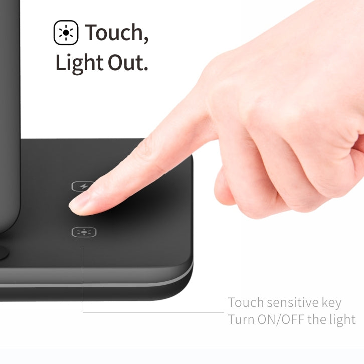 Chargeur sans fil magnétique vertical QI Z5A pour téléphones mobiles & Apple Watch & AirPods / Samsung Galaxy Buds / Huawei Free Buds, avec anneau lumineux tactile, Z5A