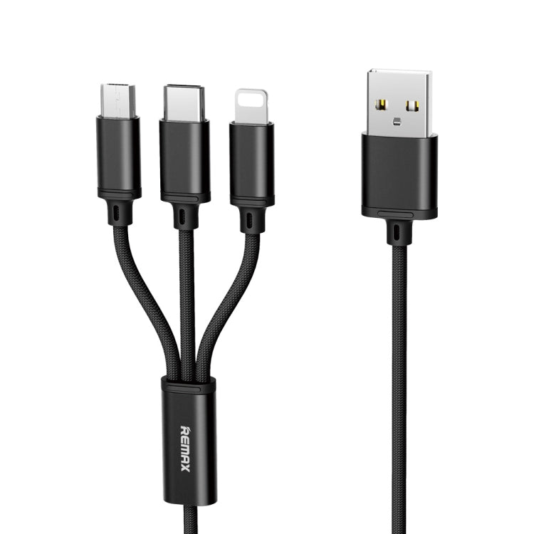 Câble de charge REMAX RC-131TH 1m 2.8A 3 en 1 USB vers 8 broches, USB-C / Type-C et Micro USB