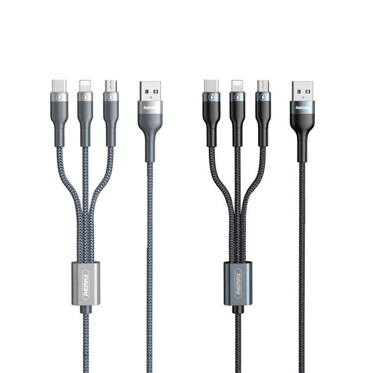 Câble de charge REMAX RC-070TH 1,2 m 2 A 3 en 1 USB vers 8 broches et USB-C/Type-C et Micro USB