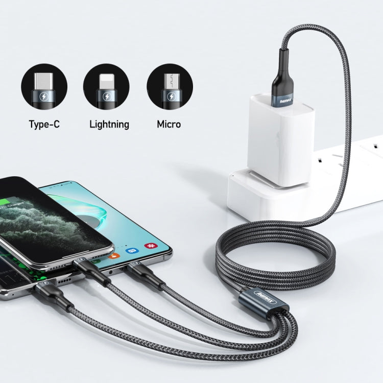 Câble de charge REMAX RC-070TH 1,2 m 2 A 3 en 1 USB vers 8 broches et USB-C/Type-C et Micro USB