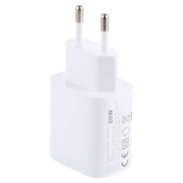 T085 Adaptateur secteur de voyage à charge rapide 20 W USB + Type-C, prise UE, IP8G0711EU, IP8G0711US