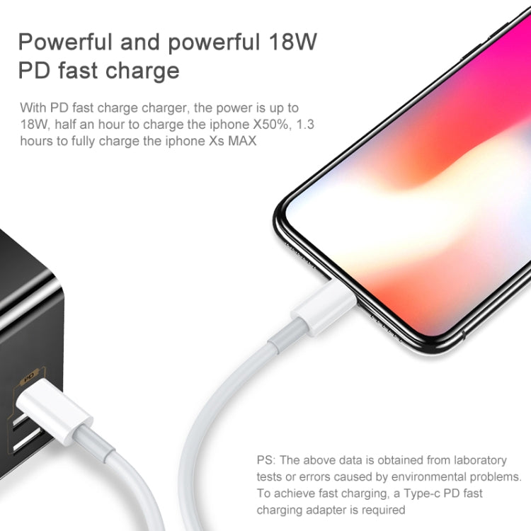 Câble de données de charge rapide AWEI CL-68 3A Type-C / USB-C vers 8 broches PD, Longueur : 1m