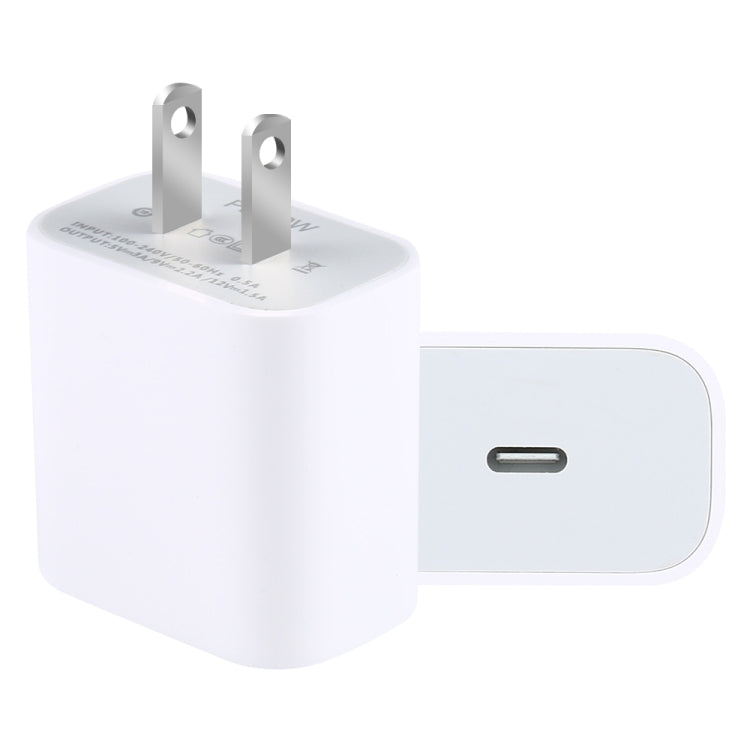 Chargeur de voyage PD 20W à interface USB-C / Type-C unique, prise US, prise US 20W