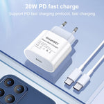 Chargeur de voyage PD 20W à interface USB-C / Type-C unique, prise US, prise US 20W
