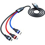 Câble de données de charge rapide 40W 5A USB vers Micro USB + USB-C / Type-C + 8 broches, longueur du câble : 1,2 m