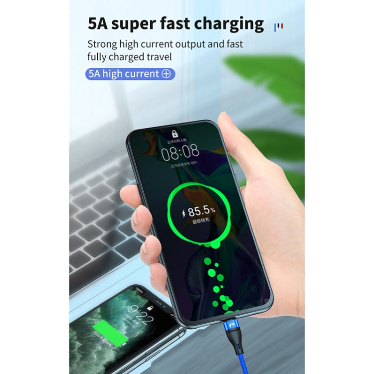 Câble de données de charge rapide 40W 5A USB vers Micro USB + USB-C / Type-C + 8 broches, longueur du câble : 1,2 m