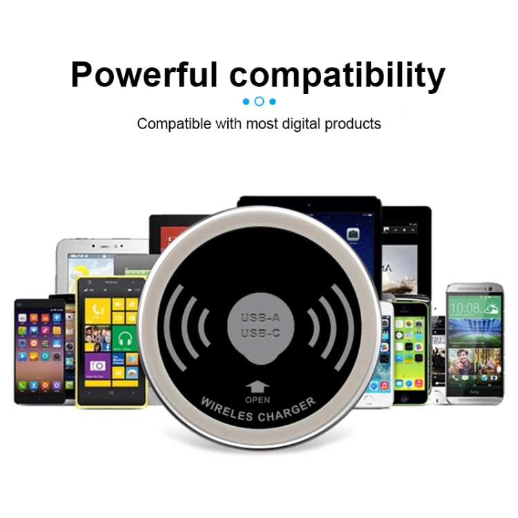 Chargeur sans fil de bureau intégré KP-ZMC avec câble interface PD+USB Longueur : 1,2 m