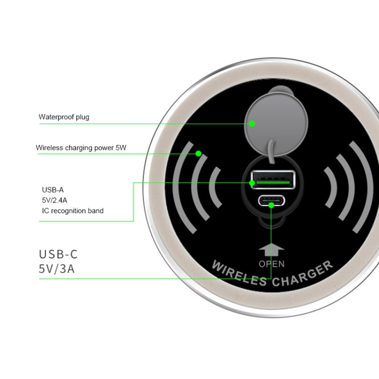 Chargeur sans fil de bureau intégré KP-ZMC avec câble interface PD+USB Longueur : 1,2 m