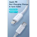 Câble de données de charge rapide ROCK Space Z19 PD 20W 3A USB-C / Type-C vers 8 broches TPE, longueur du câble : 1m, Z19