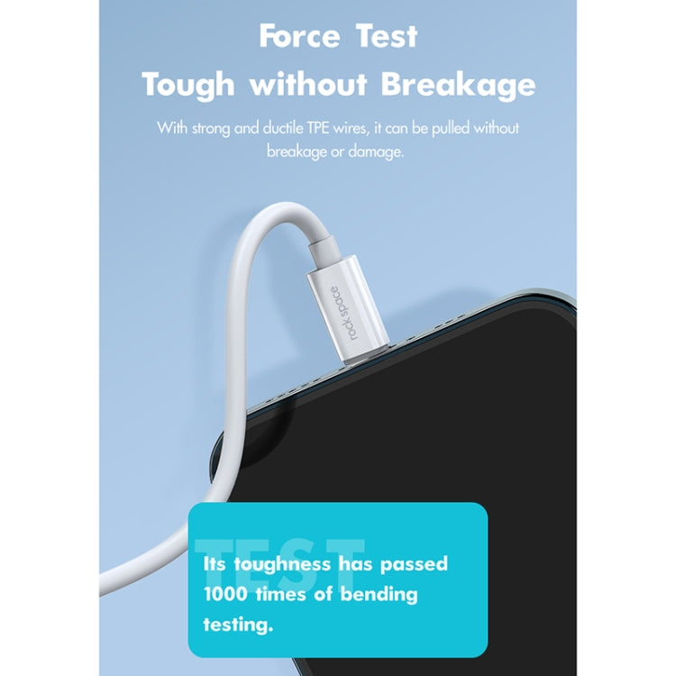 Câble de données de charge rapide ROCK Space Z19 PD 20W 3A USB-C / Type-C vers 8 broches TPE, longueur du câble : 1m, Z19