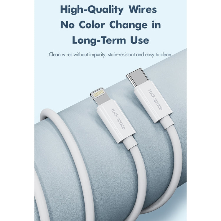 Câble de données de charge rapide ROCK Space Z19 PD 20W 3A USB-C / Type-C vers 8 broches TPE, longueur du câble : 1m, Z19