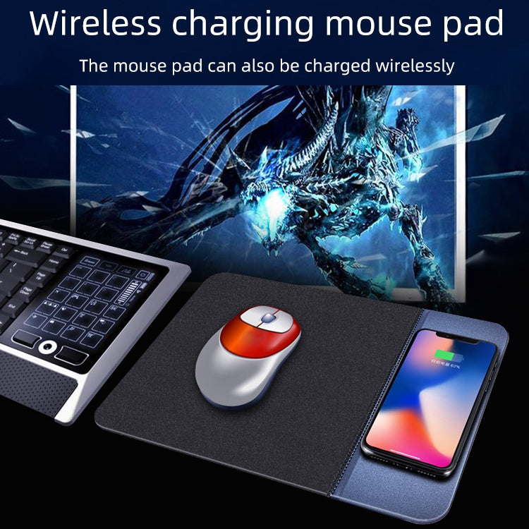Chargeur sans fil QI standard 10W OJD-36 avec tapis de souris en caoutchouc, dimensions : 26,2 x 19,8 x 0,65 cm
