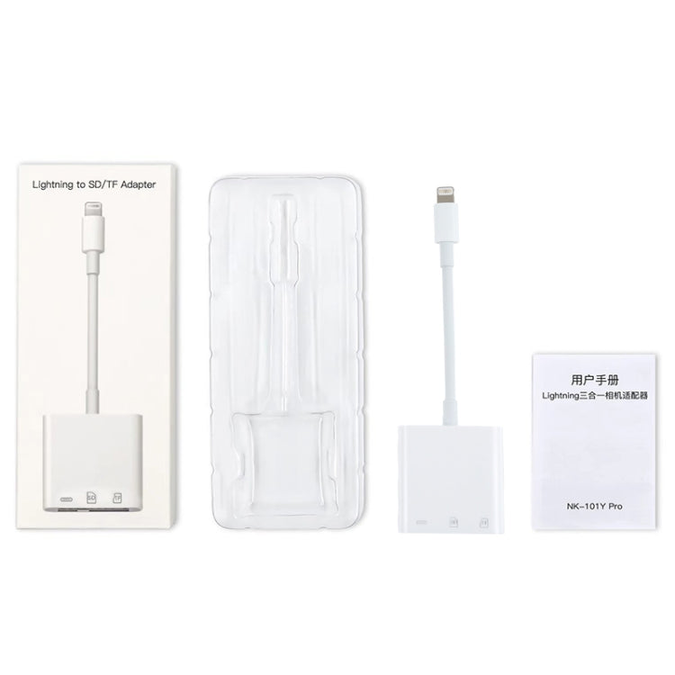 Adaptateur lecteur de caméra NK-101Y Pro 8 broches vers 8 broches + ports SD + TF 3-en-1
